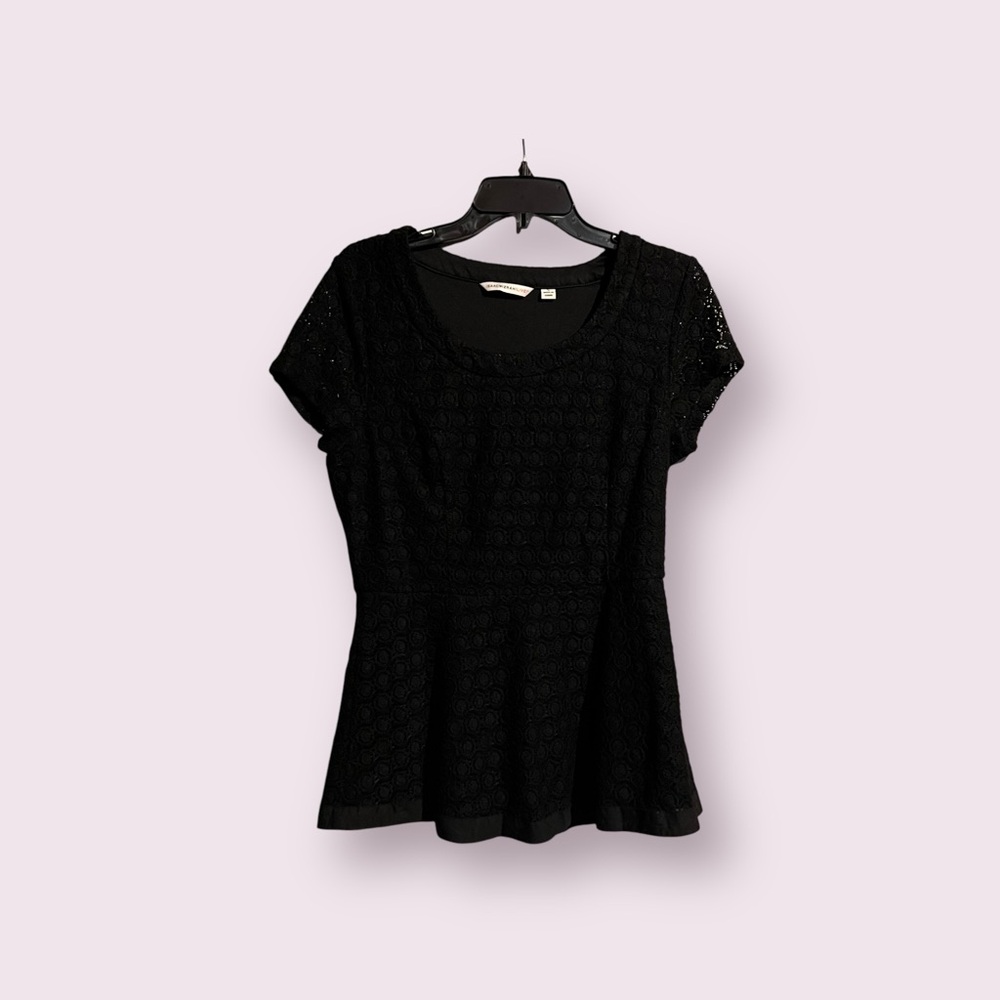 Isaac Mizrahi Live Slim Waist Lace Women’s Blouse Black Size S